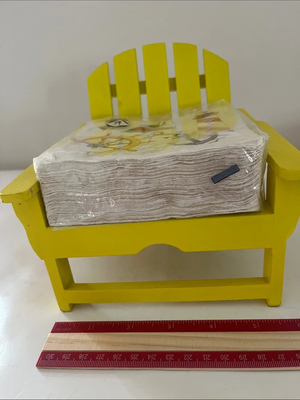 Yellow Adirondack Style Mini Chair holds cocktail napkins